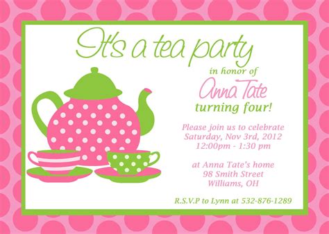 printable tea party invitation templates