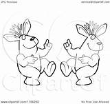 Jackalope Dancing Couple Clipart Cartoon Coloring Outlined Vector Thoman Cory Royalty sketch template