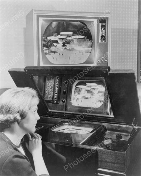 Lady Watching 2 Tvs At Same Time 1950s Vintage 8x10 Reprint Of Old Pho