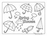 Spring Coloring Pages Rain Umbrellas Sheet Easy Printable Cute sketch template