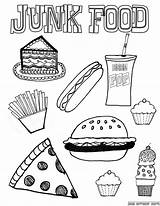 Food Coloring Junk Pages Unhealthy Foods Color Printable Kids sketch template