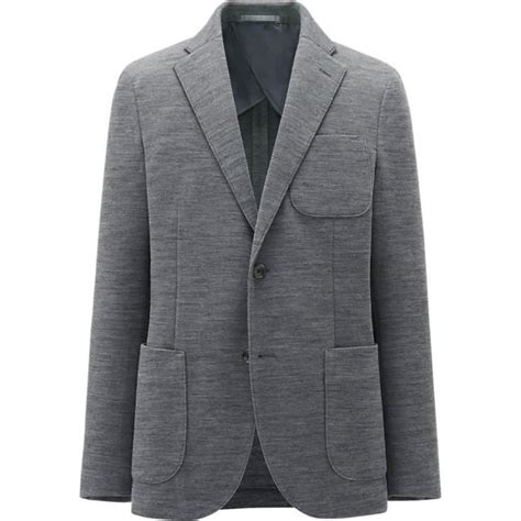 uniqlo jersey blazer gray  jersey jacket jackets wool blend jacket