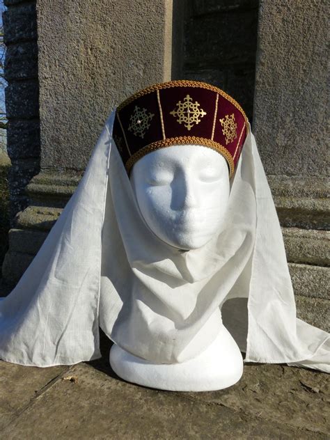 medieval torque headdress historic costume peice  red  etsy