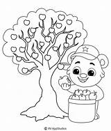 Coloring Pages Tree Apple Kids Printable sketch template