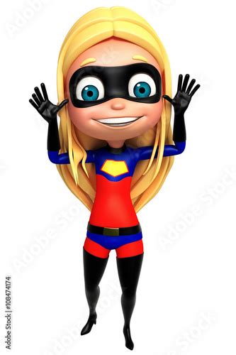 Cute Girl As A Superhero Funny Pose Buy This Stock Illustration And