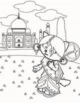 Taj Mahal Coloring Around Indian Sky Getdrawings Cartoon Drawing sketch template