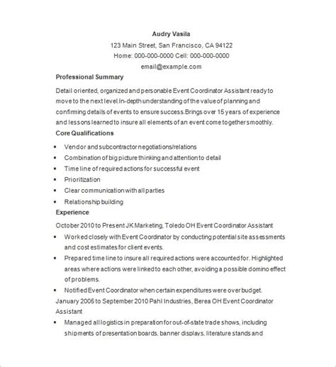 event manager resume sample