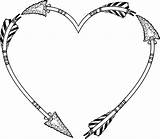 Heart Arrow Clipart Shaped Tribal Frame Drawing Border Svg Clip Flint Drawings Line Arrows Banner Transparent Wedding Cute Paintingvalley Eps sketch template
