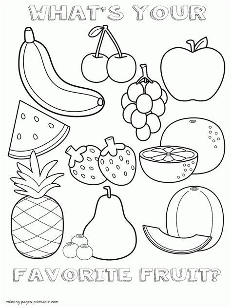 healthy food coloring pages  preschool trai cay thiep hinh anh