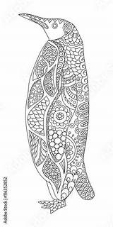 Coloring Penguin Zentangle Stylized sketch template