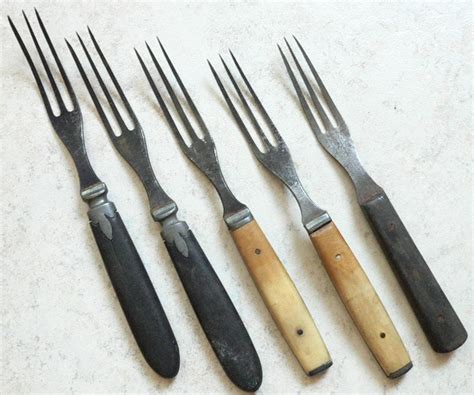 antique forks vintage  prong forks wood bone