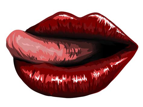 Open Mouth With Red Female Lips And Tongue Sticking Out Close Up Vector