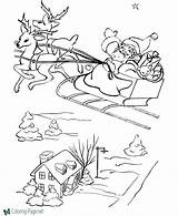 Coloring Christmas Santa Pages Reindeer Claus Sleigh Sheets Print Printable Activity Driving Printing Below Click Gif Go Help Animals sketch template