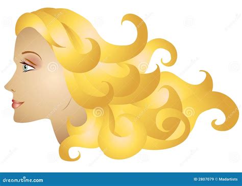 woman profile long blonde hair stock illustration illustration of