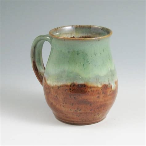 green handmade ceramic pottery mug ready  shipgreen ceramic mug