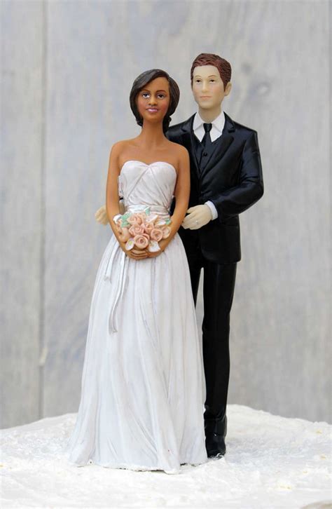 event and party supplies chic interracial wedding cake topper caucasian