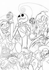 Nightmare Before Christmas Coloring Pages Line Printable Halloween Xmas Characters Disney Tim Burton Drawing Colouring Colorare Da Jack Disegni Skellington sketch template