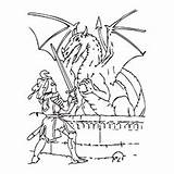 Knight Dragon Fighting Coloring Pages Drawing Template Kids Paintingvalley sketch template
