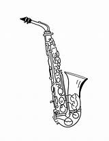 Saxophone Coloring Classic Categories Kids sketch template
