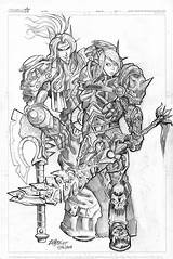 Paladin Warcraft Coloring Blood Deathknight Sketch Death sketch template