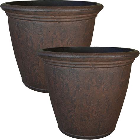sunnydaze anjelica flower pot planter outdoorindoor unbreakable double walled polyresin