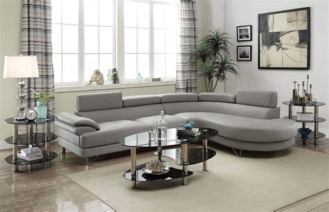 light grey bonded faux leather sectional sofa set light grey color walmartcom