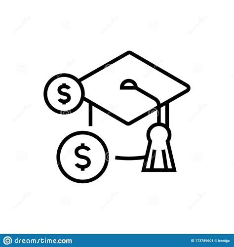education fee  icon concept sign outline vector illustration