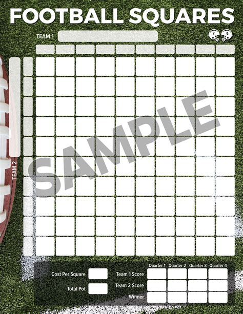 printable    football squares grid max vertical version