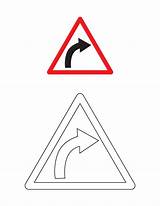 Coloring Sign Traffic Right Road Pages Signs Curve Bend Caution Cliparts Hand Hair Template Boyama Trafik Safety Kids Library Clipart sketch template