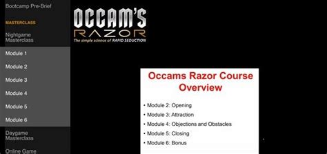 Occam S Razor Masterclass Ultimate Seduction System