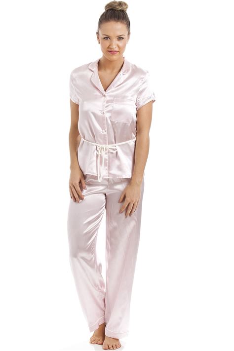 pale pink short sleeve belted satin pyjama set