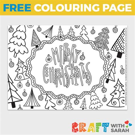 merry christmas colouring page craft  sarah