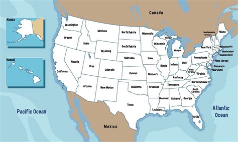 mapa de estados unidos de américa con nombres de estados 2036456 vector