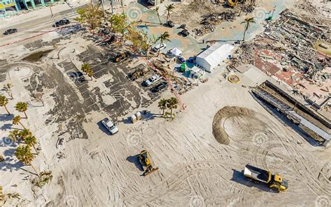 aerial drone photo fort myers beach hurricane ian aftermath  recovery stock photo image