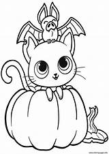Halloween Coloring Pages Cat Pumpkin Bat Printable Print Bats Pumpkins Drawing Supercoloring sketch template