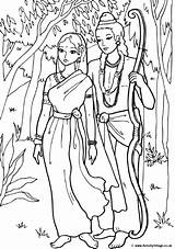 Sita Rama Colouring Story Woods Diwali Coloring Ram Pages Wandering Ravana Indian Print Printables sketch template