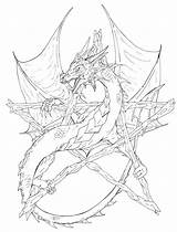 Coloring Pages Wiccan Dragon Adult Book Dragons Books Color Pagan Drawings Pentacle Pentagram Adults Line Printable Sheets Colouring Hobgoblin Google sketch template