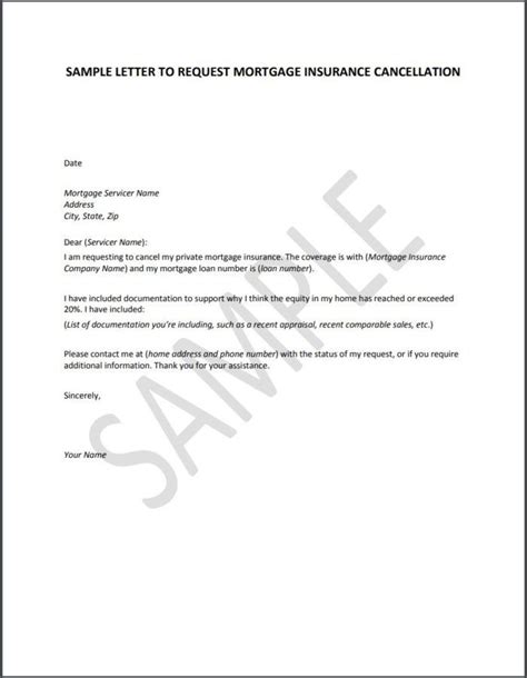 pmi cancellation letter lettering life insurance policy