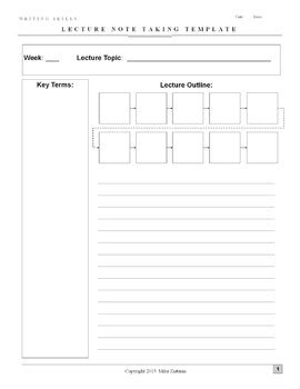 note  template  instructional guide works   class