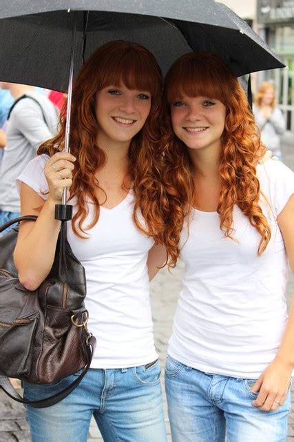 Redhead Twins With A Umbrella Gorgeous Twins With Amazing … Flickr