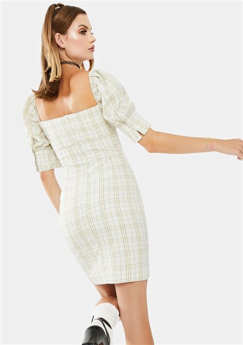 Glamorous Sage Checkered Mini Dress Dolls Kill