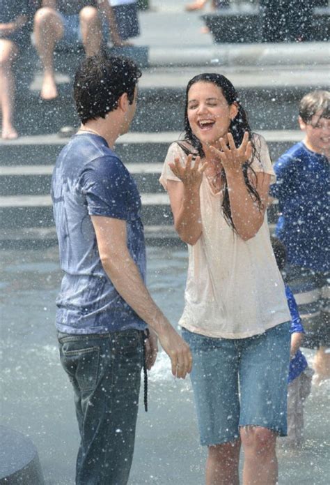 katie holmes gets soaking wet filming mania days in nyc