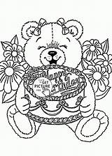 Coloring Birthday Happy Pages Printable Bear Teddy Cards Kids Colouring Color Drawing Line Card Print Bears Printables Shopkins Cheeky Chocolate sketch template