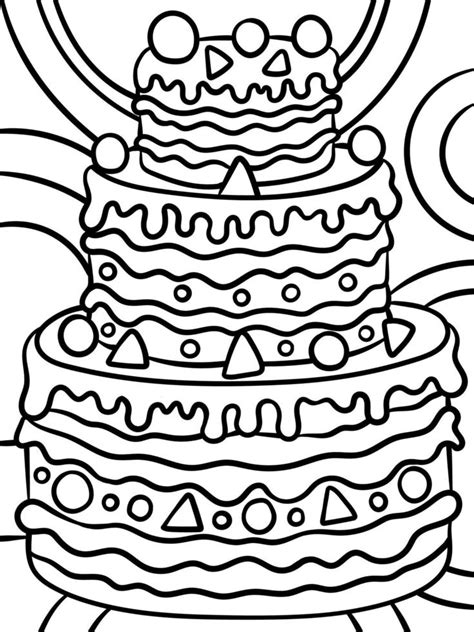layer cake sweet food coloring page  kids  vector art