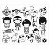 Kokeshi Coloriage Coloring Imprimer Doll Dolls Japanese Dibujos Drawing Japoneses Visit Logo Party Etc sketch template