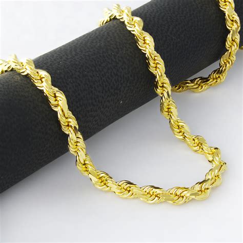 solid  yellow gold real mm italian diamond cut rope chain necklace   ebay