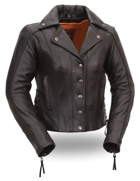 Womens Classic Black Leather Motorcycle Jacket