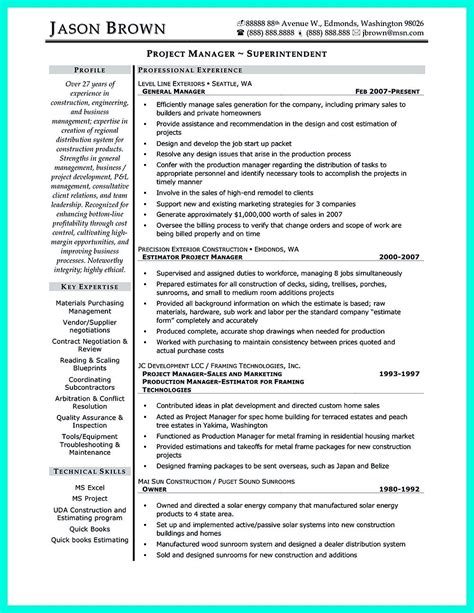 perfect construction manager resume   approved project manager