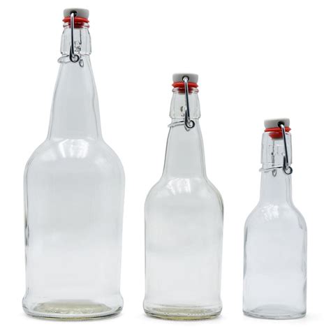 clear ez cap bottles  swing top  liter