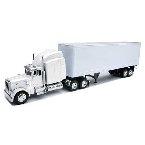 scale peterbilt   dry van  white toy truck trailer